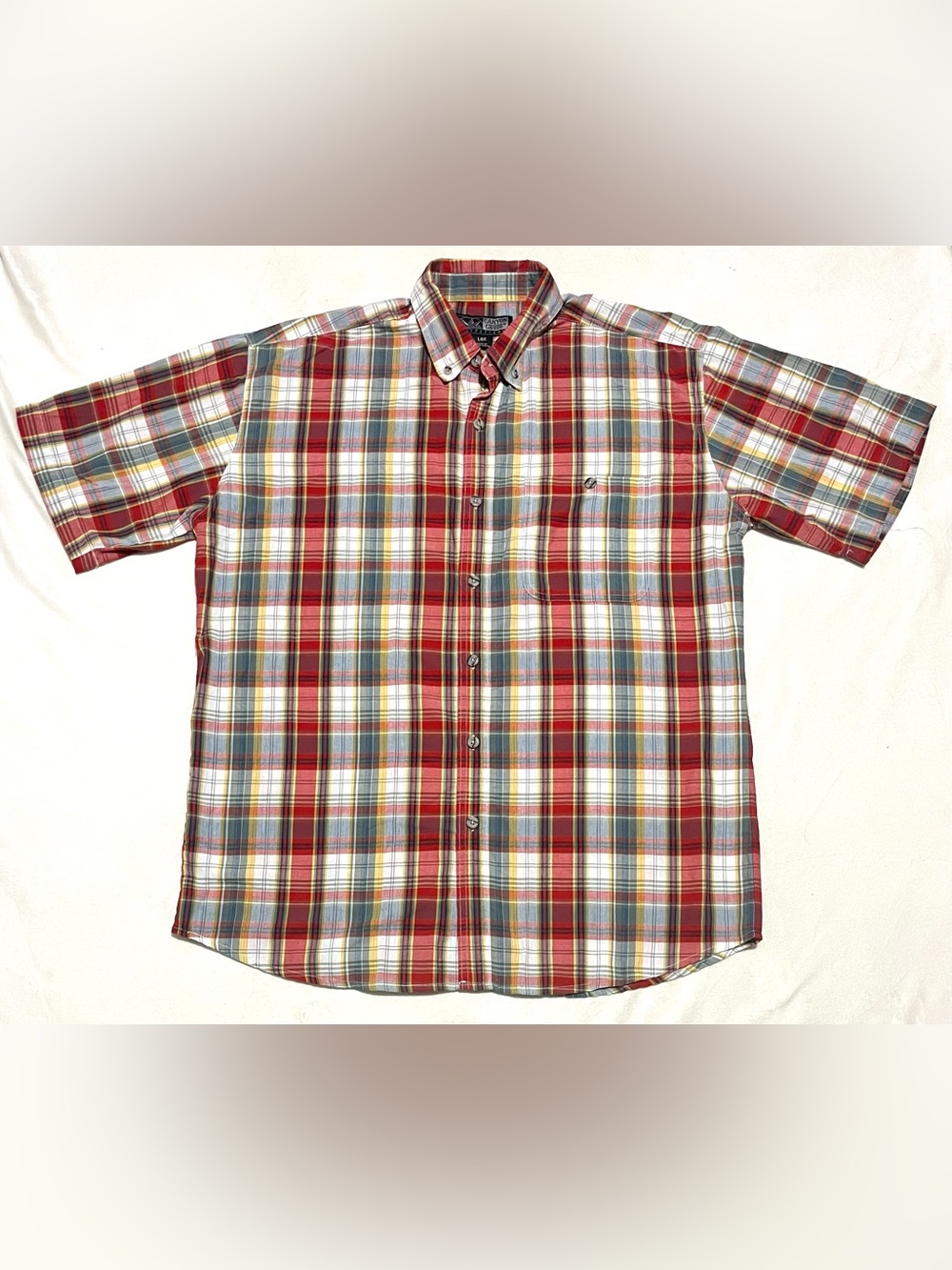 Canyon Guide Outfitters Men's Red Bllue Plaid Short-Sleeve Button-Down Shirt